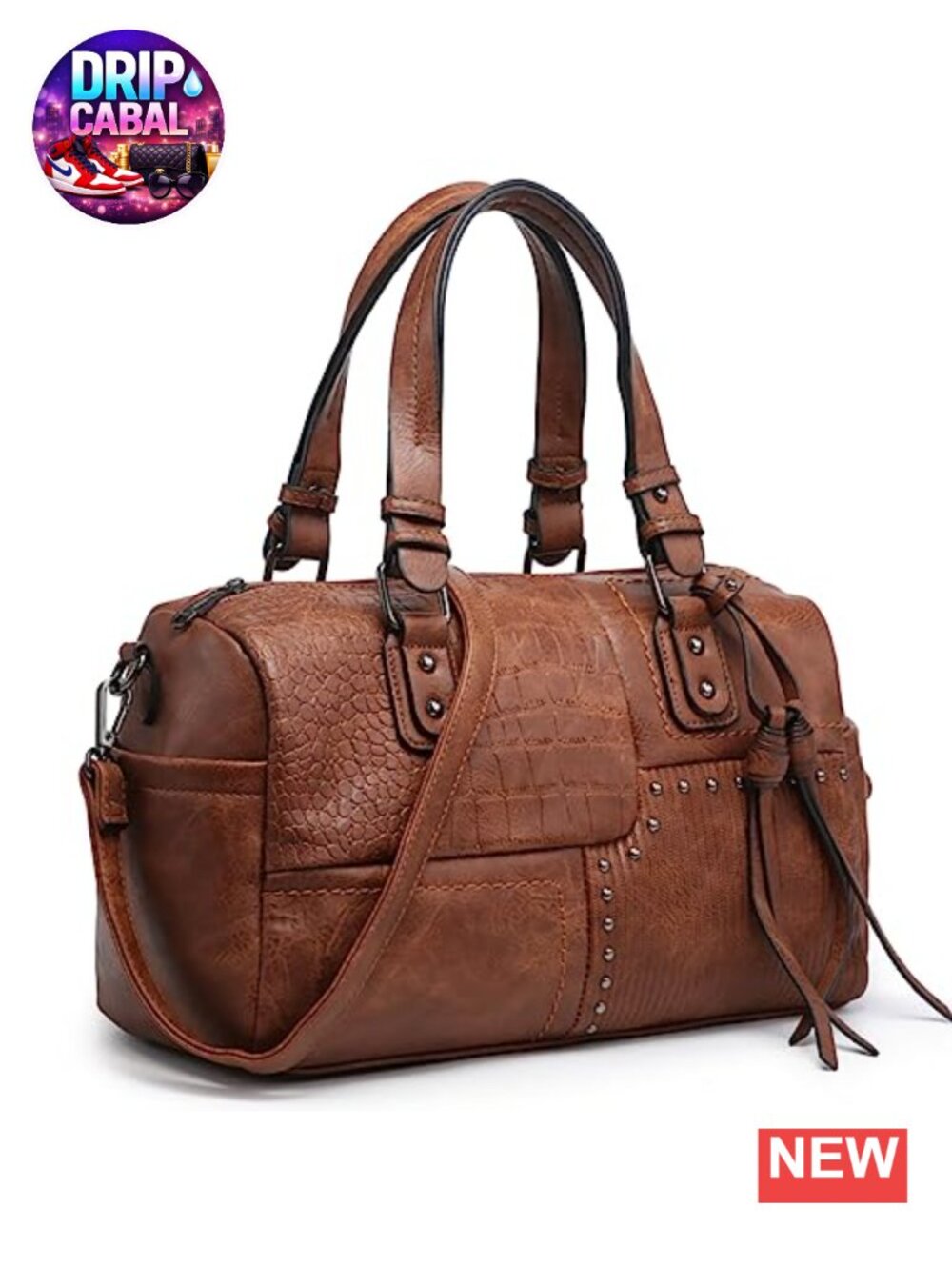 Soft Vegan Leather Barrel Satchel Large Hobo Top Handle Work Tote Crossbody